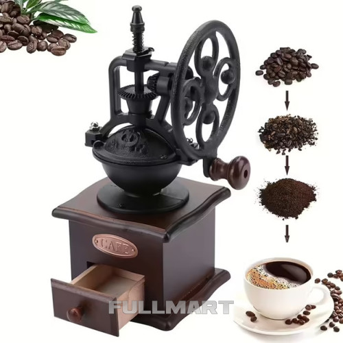 Кофемолка ручная деревянная Ретро Vintage Coffee винтажная антикварная для кофе, перца (Польша)